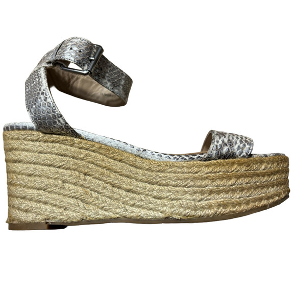 Via Spiga Women's Snakeskin Wedge Heel Sandals - Beige and Gray 7M - Picture 7 of 8